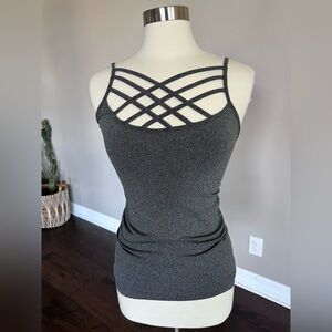 Boutique x Royal & Reese Cami Camisole Tank Strapy Athletic Athleisure Grey LG
